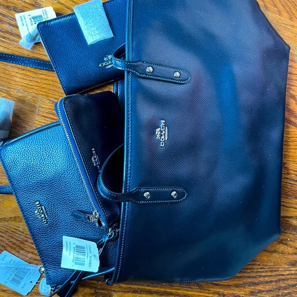 NWT! Coach 4 piece Metallic Blue tote set MUST SELL- Final price drop!!! - Picture 1 of 15